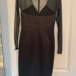 Black satin and netting David Meister dress.